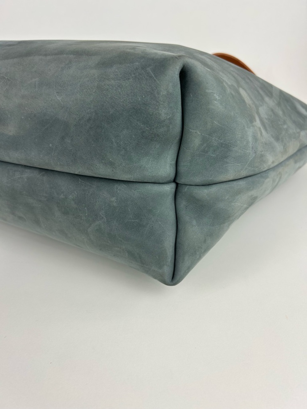 PORTLAND LEATHER LARGE SIZE SLATE BLUE GRAY TOTE BAG SHOULDER PURSE - Picture 5 of 13